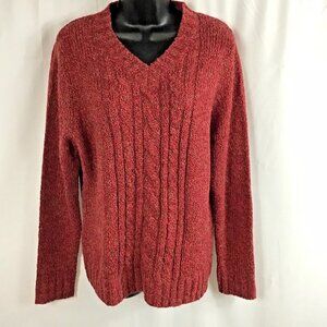 Croft & Barrow Women Rumba Red Long Sleeve V-Neck Ribbed Knit Size Large New W/T